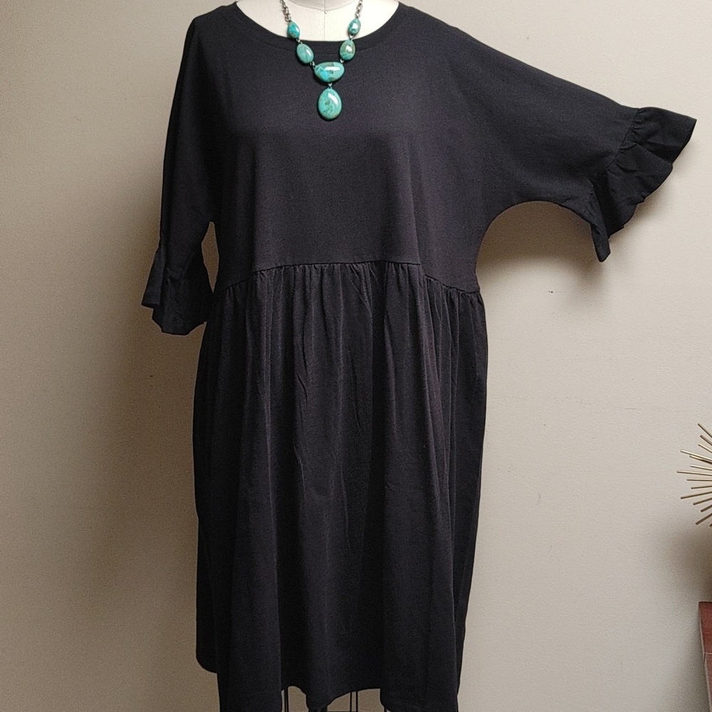 annalisa Black Cotton Knit Dress Size 48 EU Size 16 US